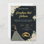 Yellow & Green Vintage Wedding Invitation (Devant / Derrière)