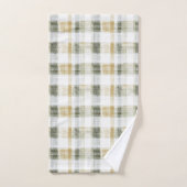 Yellow Green White Plaid Stripes (Serviette à main)