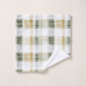 Yellow Green White Plaid Stripes (Gant de toilette)
