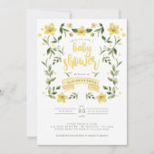 Yellow Greenery Floral Bee Waterverf Kaart (Voorkant)