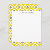 Yellow Grey Diamonds Ikat Pattern Dank u (Voorkant / Achterkant)