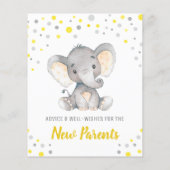 Yellow Grey Elephant Douche Parents Conseils Carte (Dos)