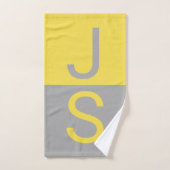 Yellow & Grey Modern Initials monogram (Serviette à main)