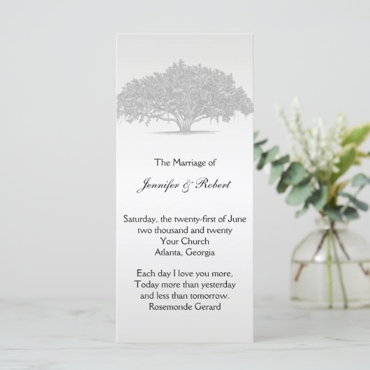 Yellow Grey Silver Mossy Oak Wedding Programme Programma (Staand voorkant)