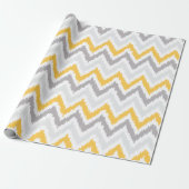 Yellow Grey Zigzags Ikat Pattern Cadeaupapier (Uitgerold)