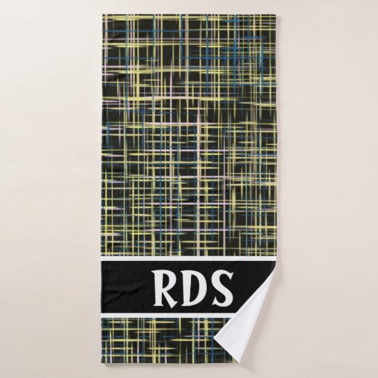 Yellow Grid Lines Art Pattern Badhanddoek (Badhanddoek)