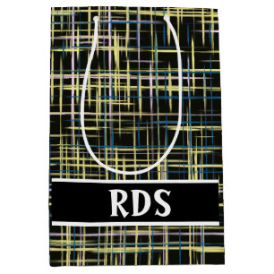 Yellow Grid Lines Art Pattern Medium Cadeauzakje