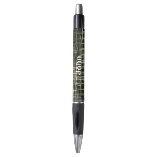 Yellow Grid Lines Art Pattern Pen (Voorkant Verticaal)
