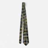 Yellow Grid Lines Art Pattern Stropdas (Achterkant)
