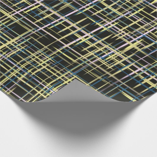 Yellow Grid Lines Digital Art Pattern Cadeaupapier (Hoek)