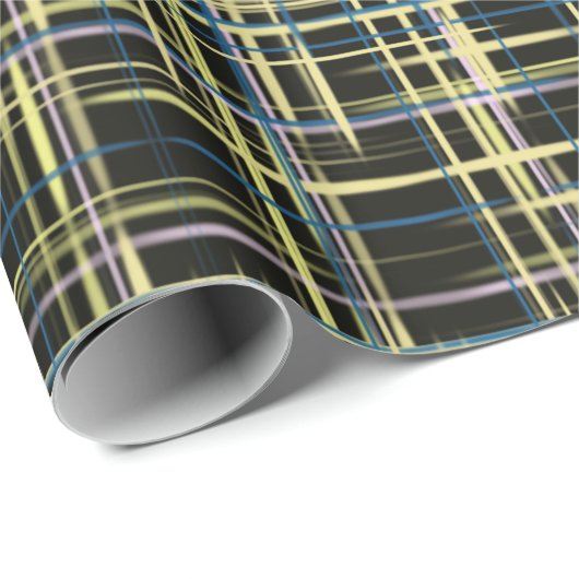 Yellow Grid Lines Digital Art Pattern Cadeaupapier (Rol Hoek)