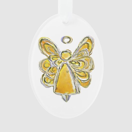 Yellow Guardian Angel Art Holiday Hanger Ornament (voorkant)
