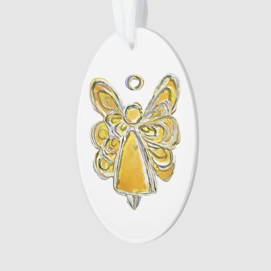 Yellow Guardian Angel Art Holiday Hanger Ornament (voorkant)