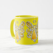 Yellow Guardian Angel Custom Art Koffie Mok Cup (Voorkant links)
