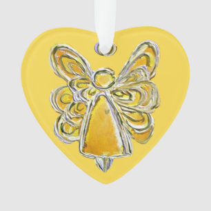 Yellow Guardian Engel Kersthanger Ornament