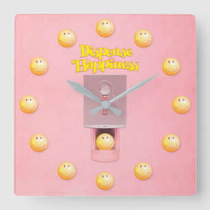 Yellow Gumball Dispenser Square Wall klok