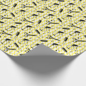 Yellow Hairdresser Tool Patroon Cadeaupapier (Hoek)