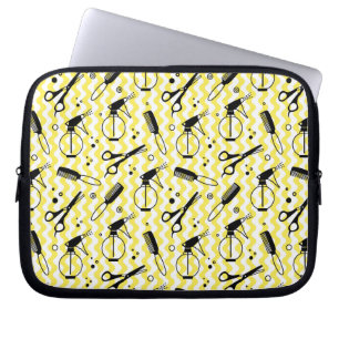 Yellow Hairdresser Tool Patroon Laptop Sleeve