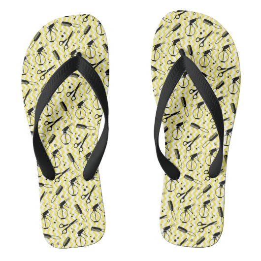 Yellow Hairdresser Tool Patroon Teenslippers (Voetbed)