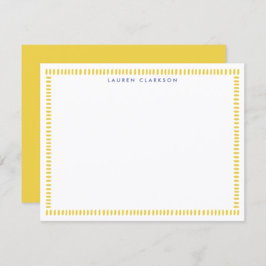 Yellow Hand Painted Striped Frame Note Card Kaart (Voorkant / Achterkant)