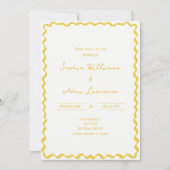Yellow Hand Written Pinstripes Whimsical Wedding Kaart (Voorkant)