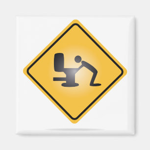 Yellow hangover-waarschuwingsbord magneet