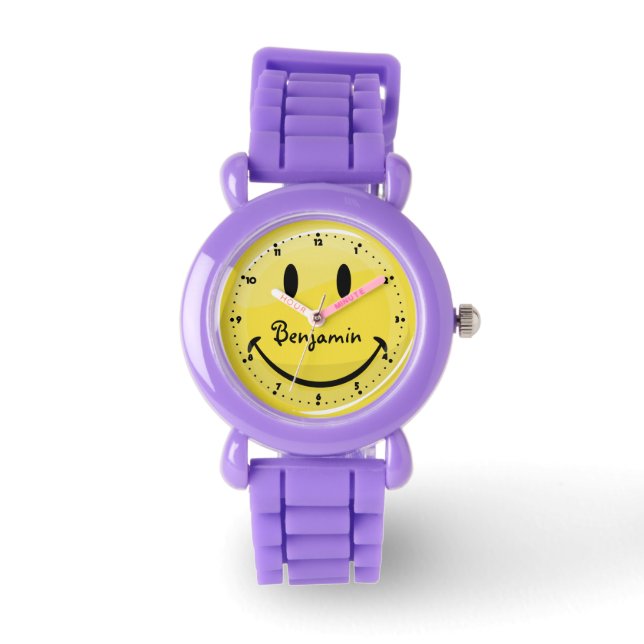 Yellow Happy Face Horloge (Voorkant)