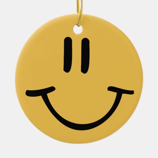 Yellow Happy Face Keramisch Ornament (Voorkant)
