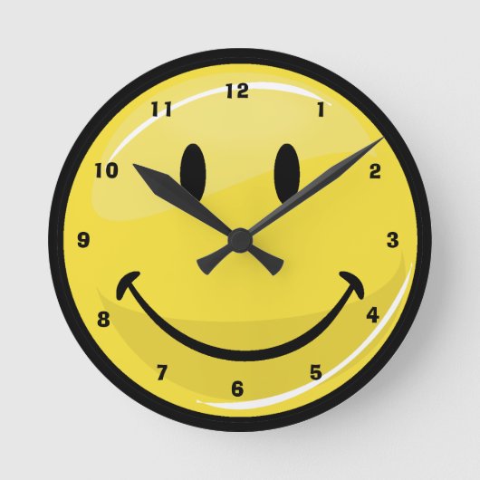 Yellow Happy Face Ronde Klok (Voorkant)