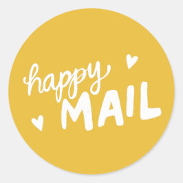 Yellow Happy Mail sticker voor verzending en verpa