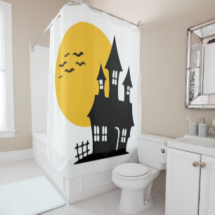 Yellow Haunted House Shower Curtain Douchegordijn