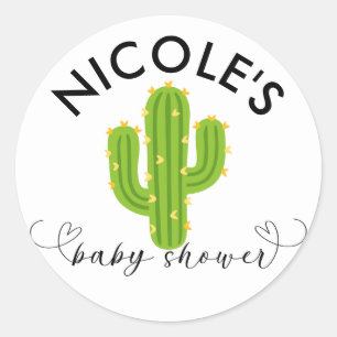 Yellow Heart Cactus Fiesta Love Baby shower Ronde Sticker