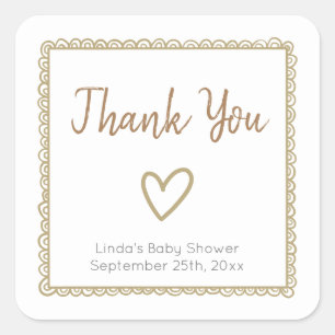 Yellow Heart Doodle Baby shower Bedankt Vierkante Sticker