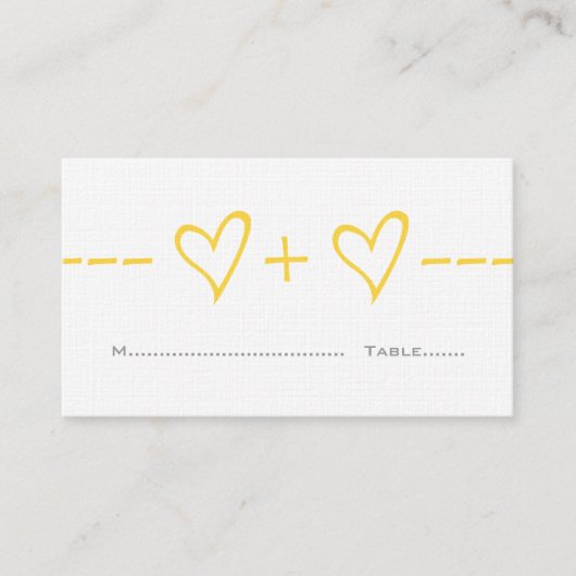Yellow Heart Equation Place Card Plaatskaartje (Voorkant)