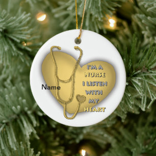 Yellow Heart Nurse Keramisch Ornament