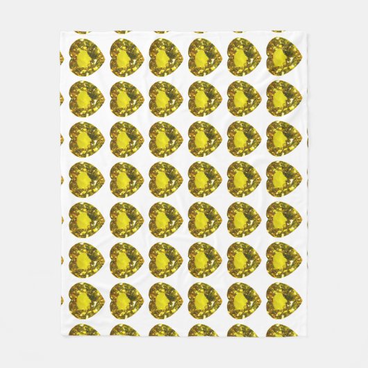 Yellow Heart Pattern Fleece Deken (Voorkant)