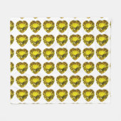 Yellow Heart Pattern Fleece Deken (Voorkant (Horizontaal))