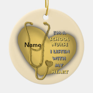Yellow Heart School Nurse Keramisch Ornament