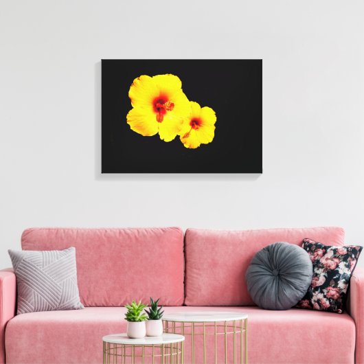 Yellow Hibiscus Canvas print (Insitu (Woonkamer))