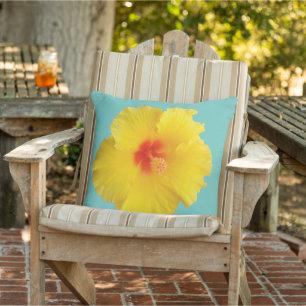 Yellow Hibiscus Flower foto Buitenkussen