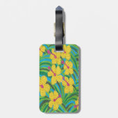 Yellow Hibiscus Tropical print Bagagelabel (Achterkant verticaal)