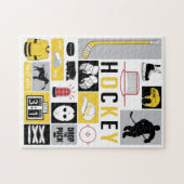 Yellow Hockey Elements Stick Puck Player Legpuzzel (Horizontaal)
