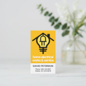 Yellow Home Bulb Power Plug Motif Electricia Visitekaartje (Staand voorkant)