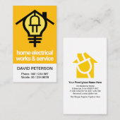 Yellow Home Bulb Power Plug Motif Electricia Visitekaartje (Voorkant / Achterkant)