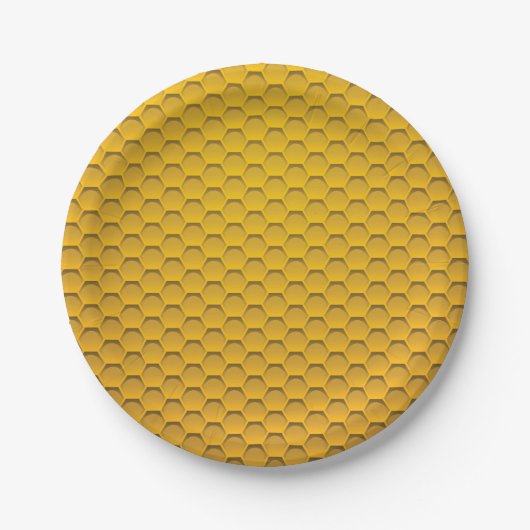 Yellow Honeycomb Pattern Papieren Bordje (Voorkant)