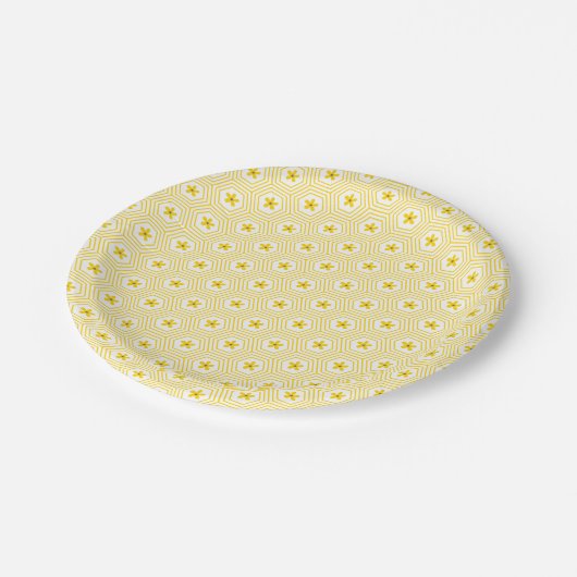 Yellow Honeycomb Pattern Papieren Bordje (Gekanteld)