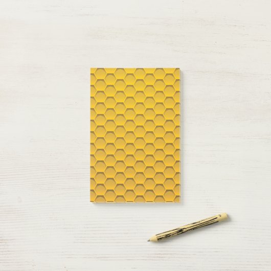 Yellow Honeycomb Pattern Post-it® Notes (Op bureau)