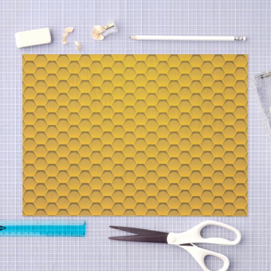 Yellow Honeycomb Pattern Tissuepapier (Craft)