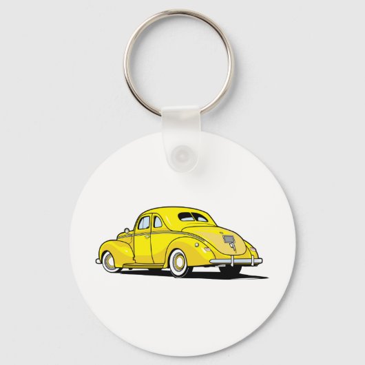 Yellow Hot Rod Coupe Sleutelhanger (Voorkant)