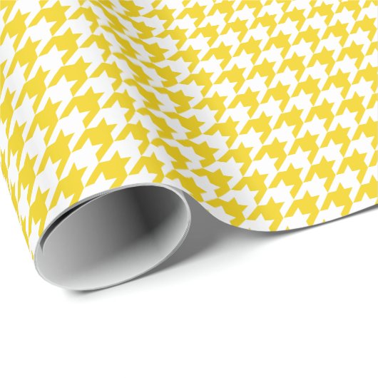 Yellow Houndstooth Pattern Cadeaupapier (Rol Hoek)